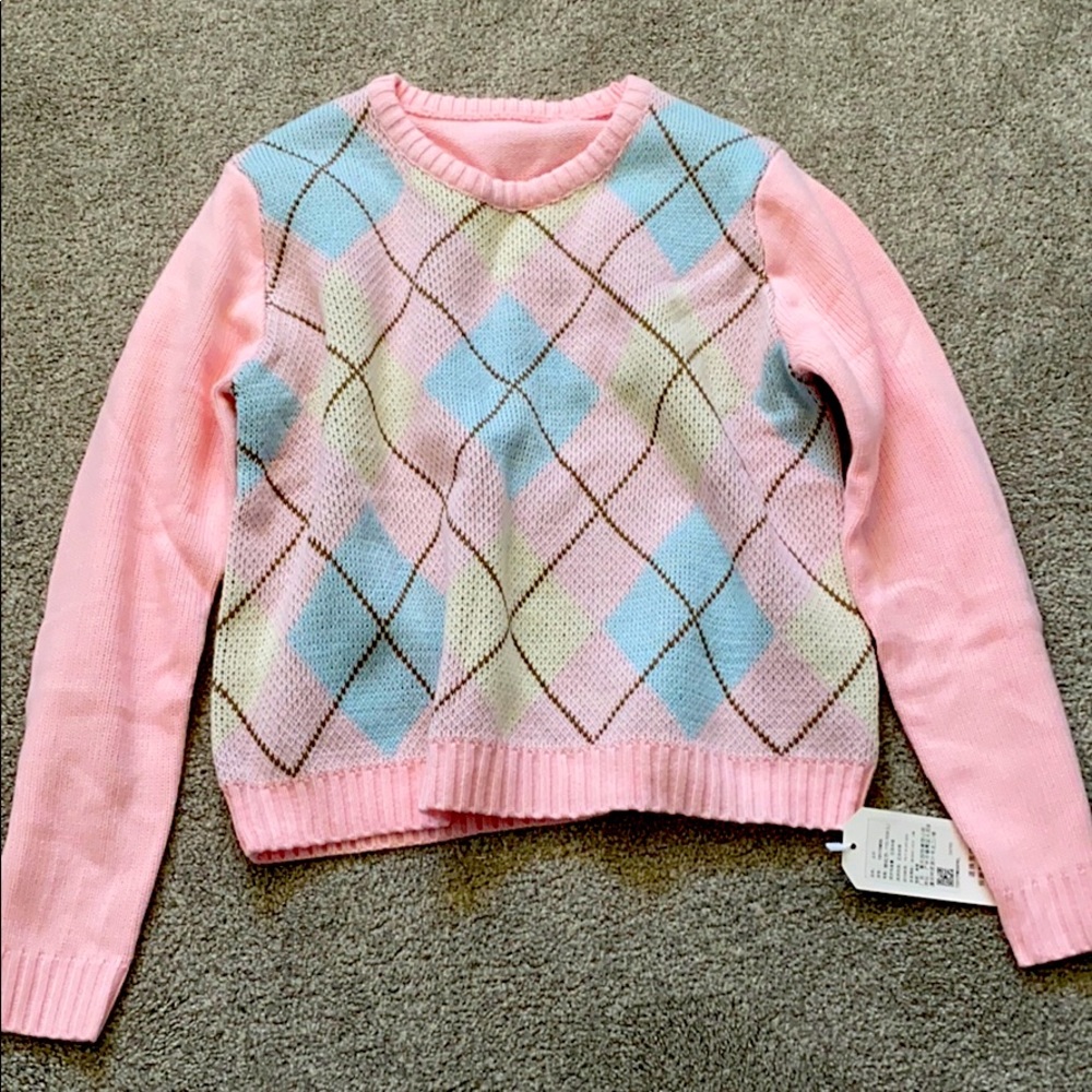 Pink, Blue, and Yellow Argyle Sweater